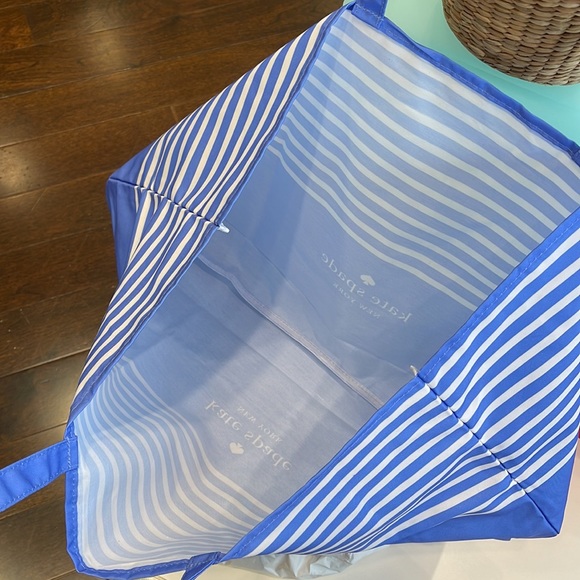 Kate Spade Purple-Blue Canvas Tote XL Reusable Shopping Beach Bag - Picture 7 of 16